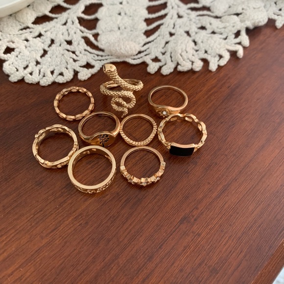 3/ $20 Rhinestone & Snake 9 Pc Ring Set - Picture 7 of 8